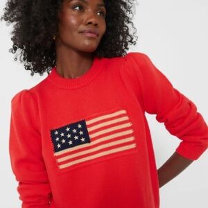 Women’s tuckernuck Red Sweater with Flag design - worn once , small stain